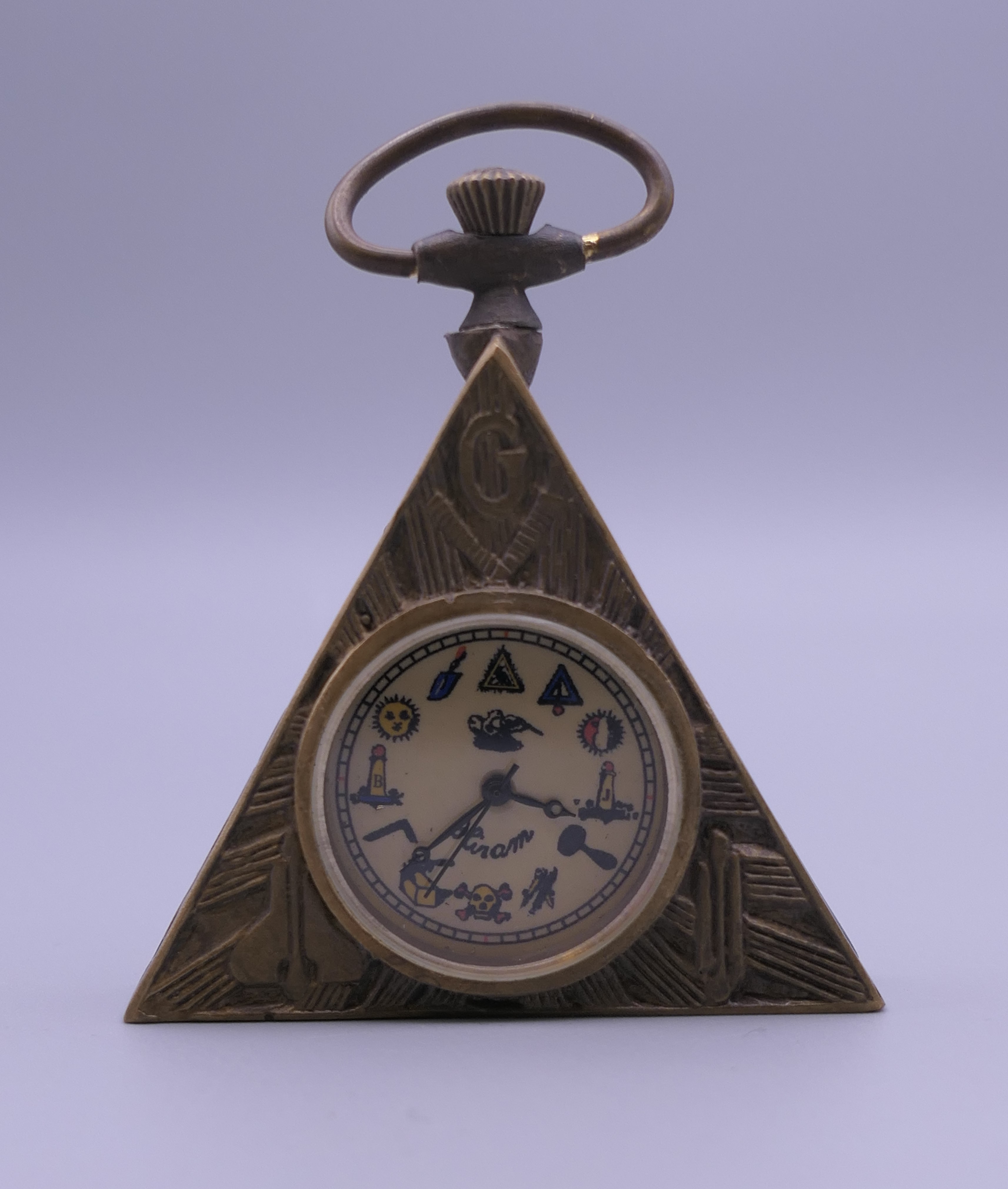 A Masonic type pocket watch. 6.5 cm high.