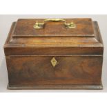 A George III mahogany tea caddy. 24 cm wide.