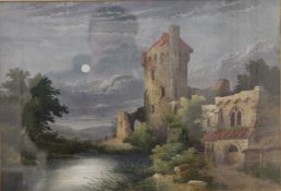 JOHN J COTMAN (early 19th century), Caister Castle, watercolour, unsigned, framed and glazed.