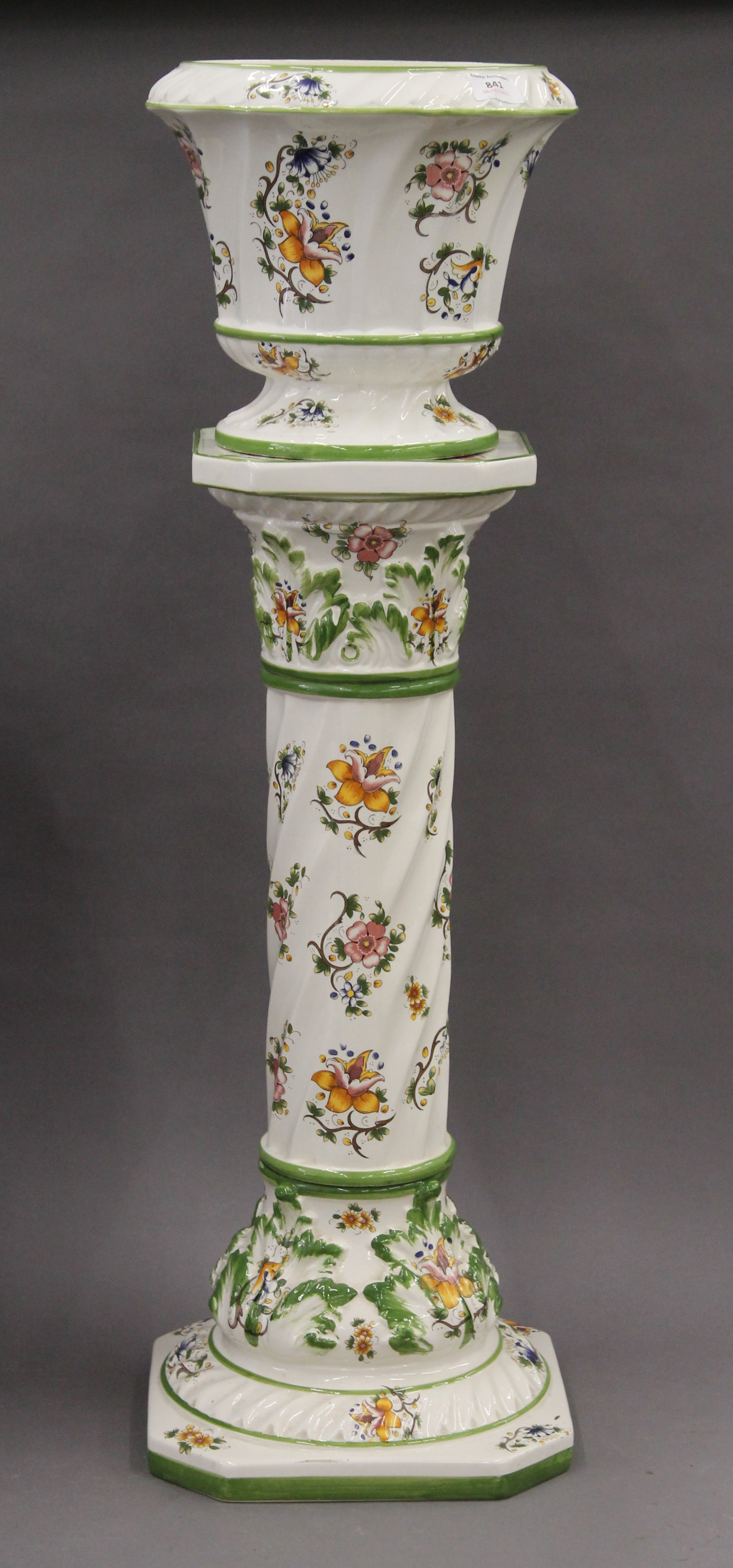 Two porcelain jardiniere's on stands. The largest 93 cm high overall. - Image 5 of 9