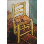 After VINCENT VAN GOGH (1853-1890) Dutch, Van Gogh's Chair with Cat and Mouse, oil on canvas,