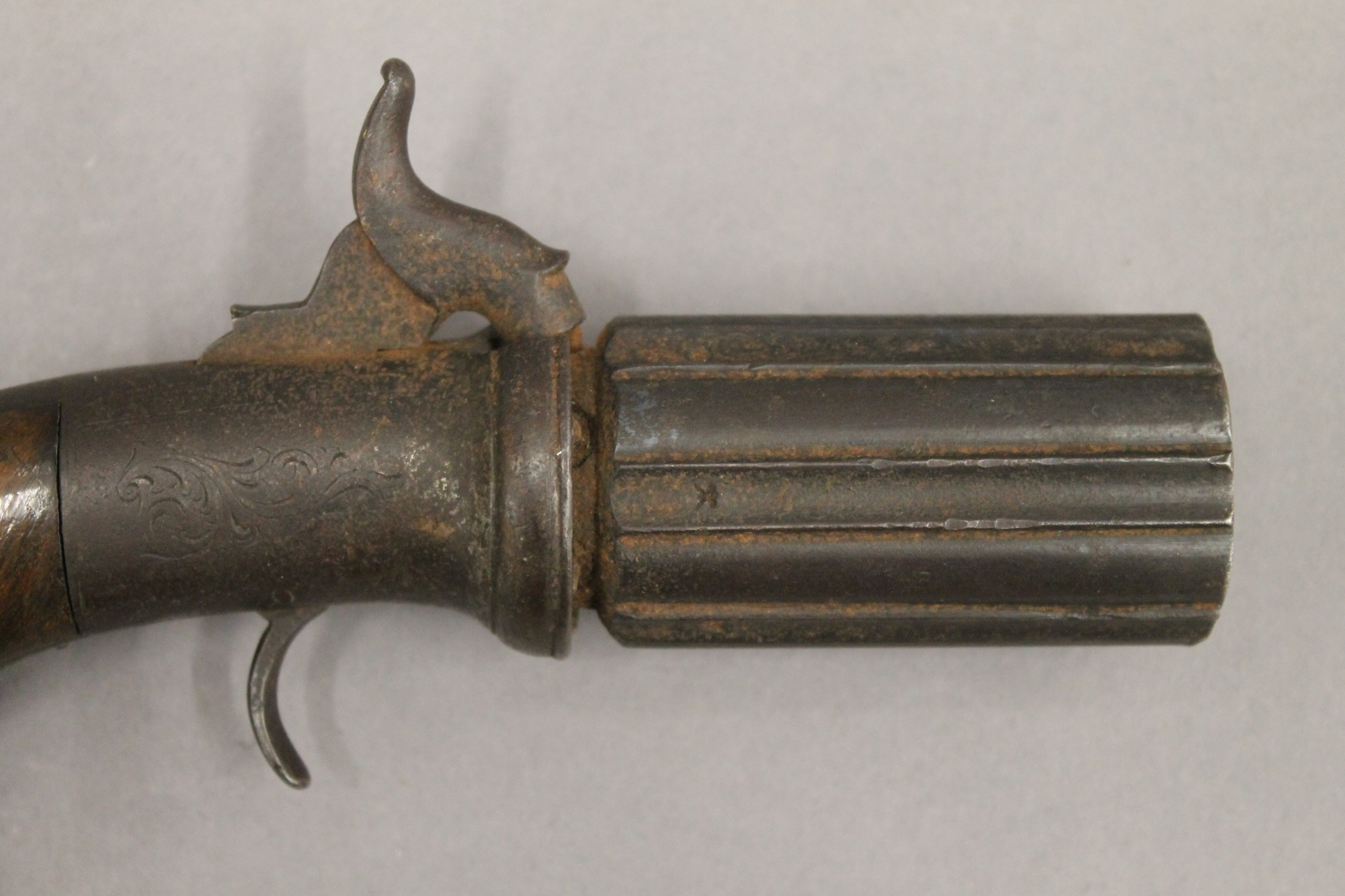 A 19th century pepper box pistol. 19.5 cm long. - Image 2 of 4