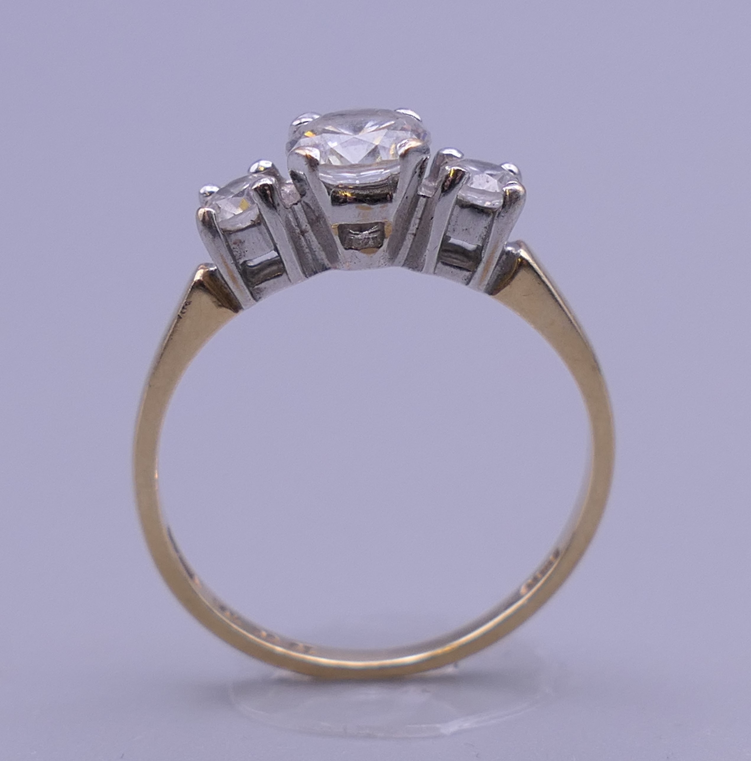 A 14 ct gold cubic zirconia ring. Ring size M. 2.5 grammes total weight. - Image 3 of 8