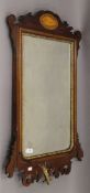A 19th century gilt framed wall glass and an inlaid mahogany wall glass. The former 106 cm high.