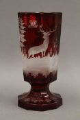 A Bohemian ruby cameo glass goblet. 17.5 cm high.