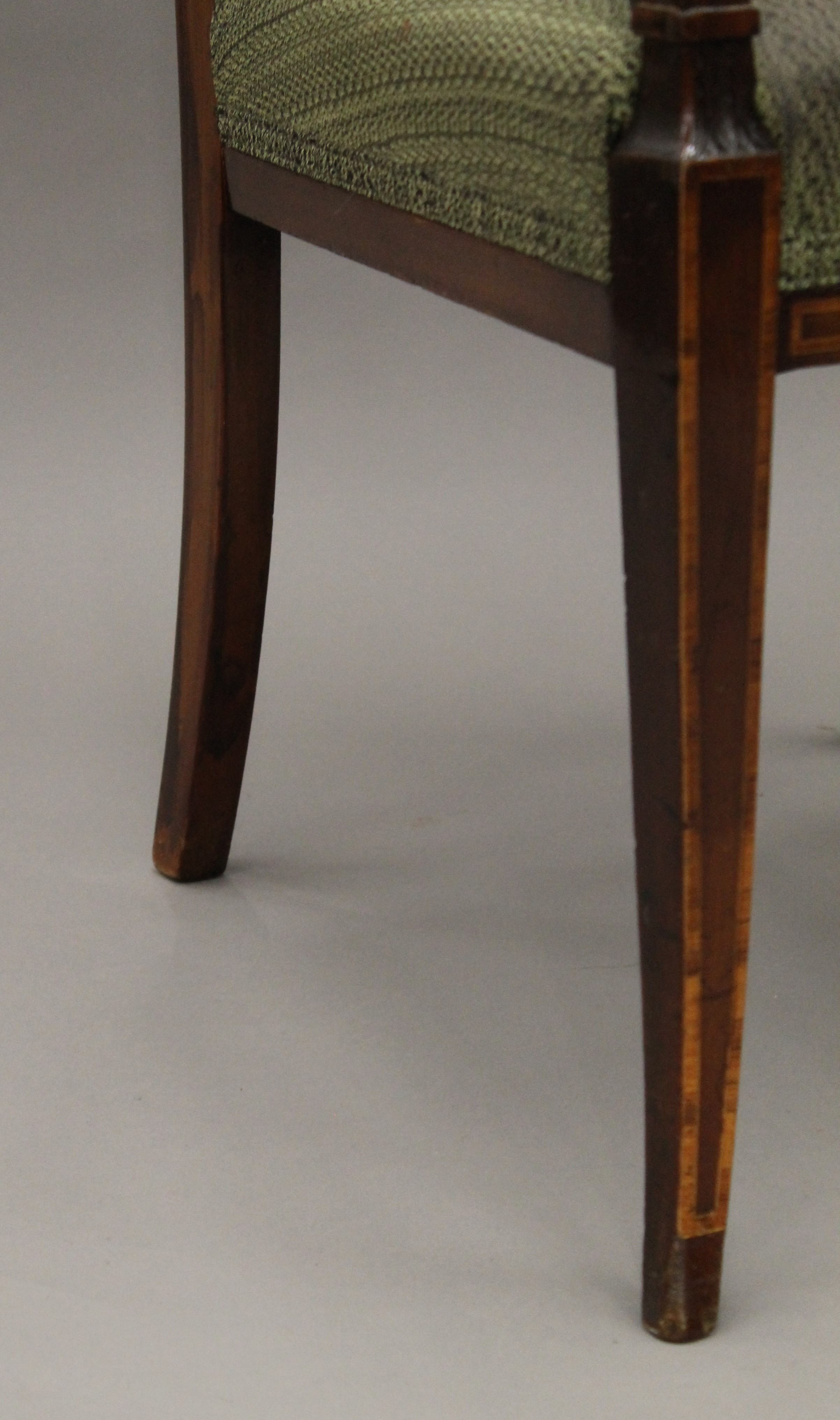A Victorian upholstered mahogany open armchair. 56 cm wide. - Image 4 of 4