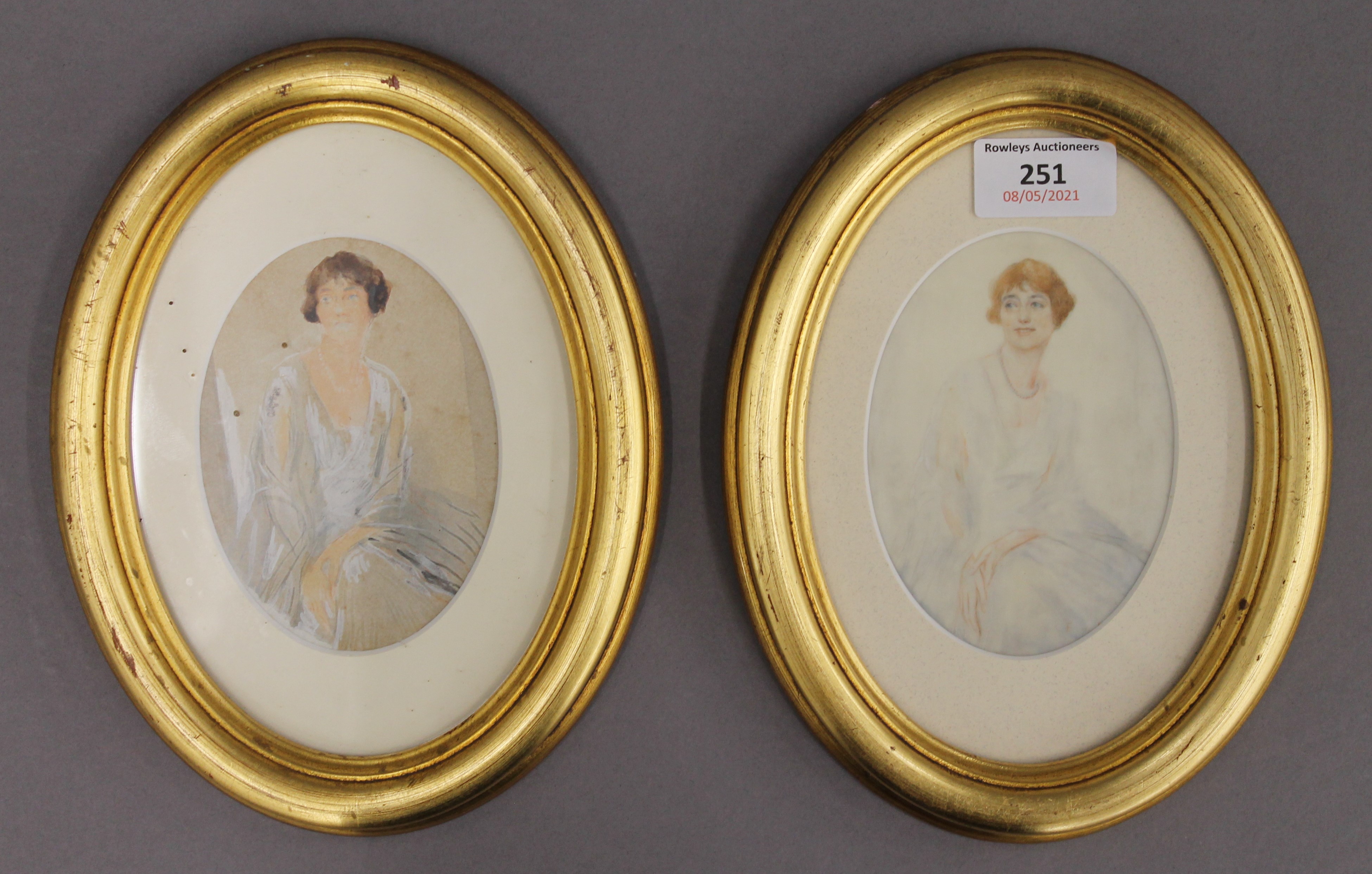 E VON HUTTENBRENNER, two early 20th century Portraits of a Lady, watercolours, one on paper,