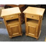 A pair of pine pot cupboards. Each 40 cm wide.