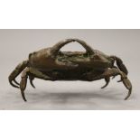A bronze model of a crab. 10.5 cm wide.