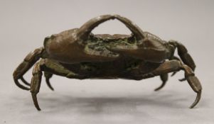 A bronze model of a crab. 10.5 cm wide.