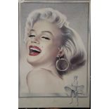 A Marilyn Monroe print on board. 58.5 x 86.5 cm.