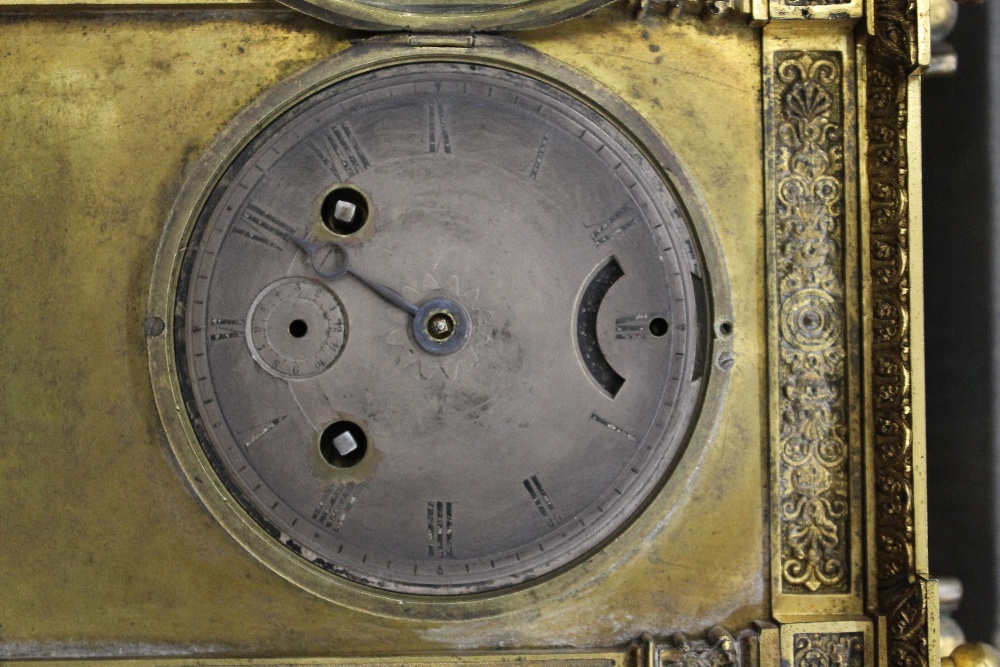 A 19th century French brass cased mantle clock. 24 cm high. - Image 9 of 9