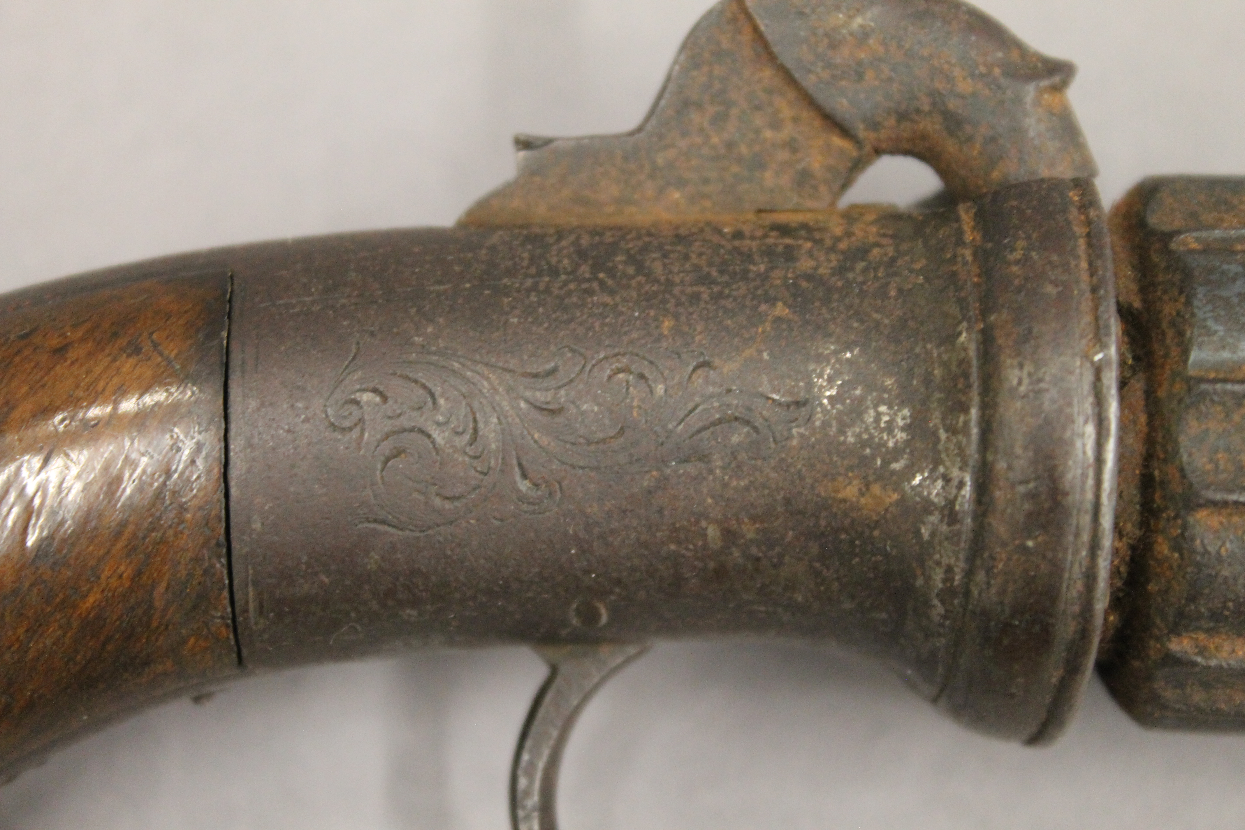 A 19th century pepper box pistol. 19.5 cm long. - Image 4 of 4