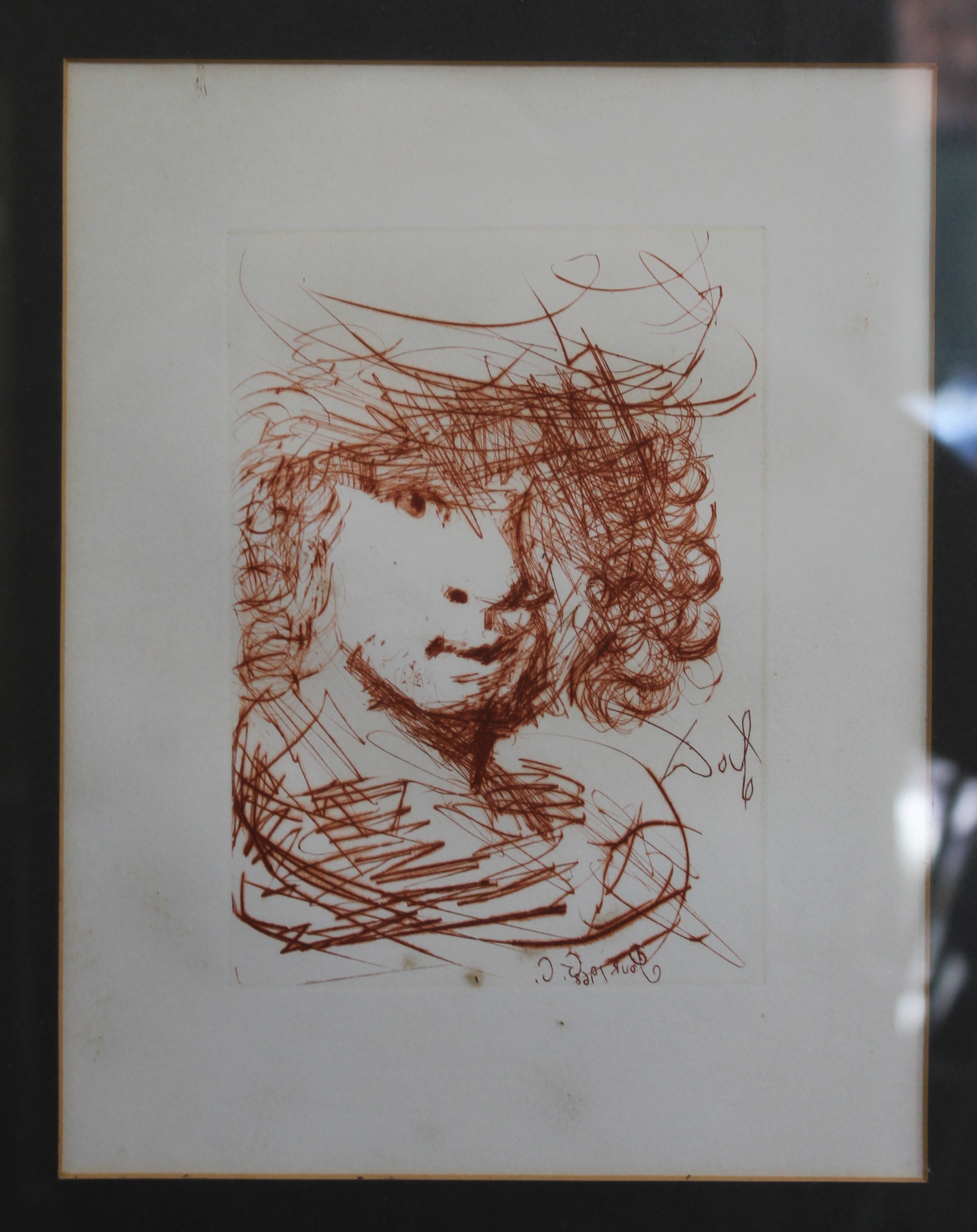 SALVADOR DALI (1904-1989) Spanish, Rembrandt, etching, reverse with authentication label,