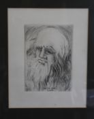 SALVADOR DALI (1904-1989) Spanish, Leonardo Da Vinci, etching, reverse with authentication label,