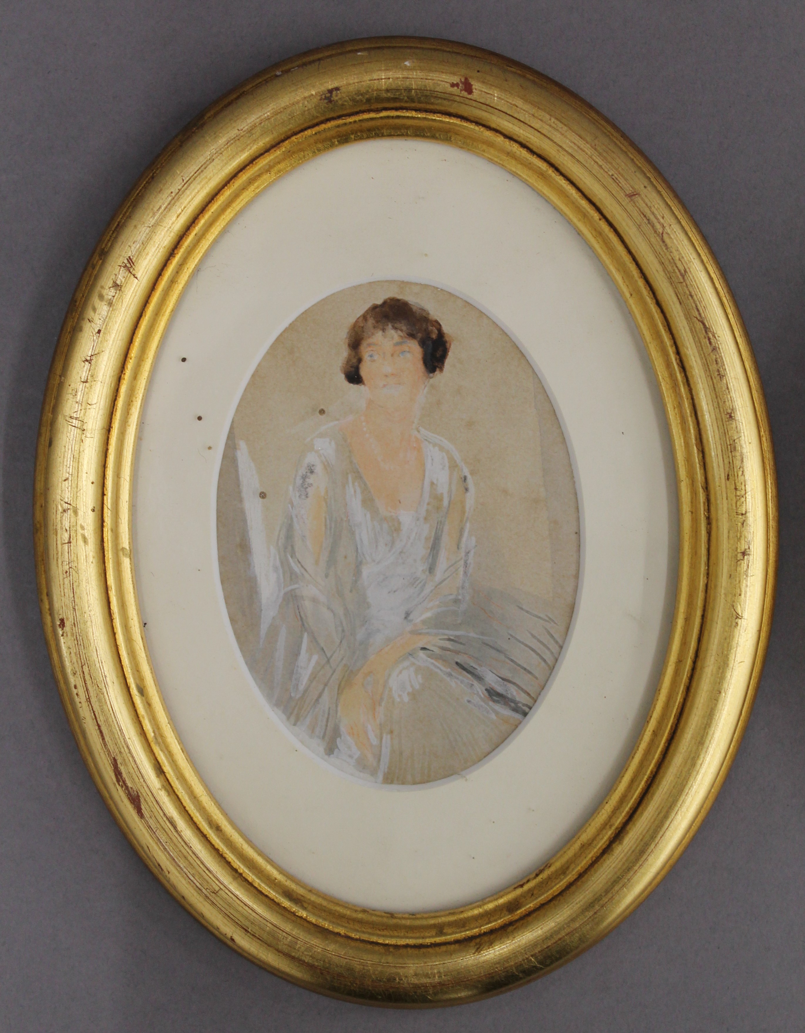 E VON HUTTENBRENNER, two early 20th century Portraits of a Lady, watercolours, one on paper, - Image 2 of 7