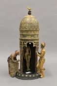 A cold painted bronze model of a tower. 30 cm high.