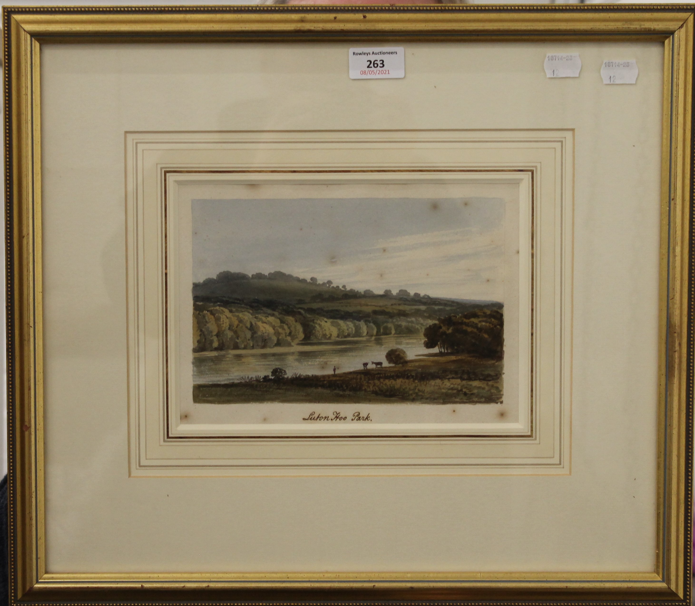 GEORGE SHEPHERD, Luton Hoo Park, watercolour, old label to verso, framed and glazed. 24 x 17 cm. - Image 2 of 4