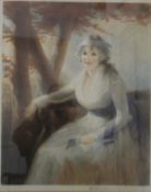 ELIZABETH GUILLARD, Portrait of a Lady, coloured print, old label to verso, framed and glazed.