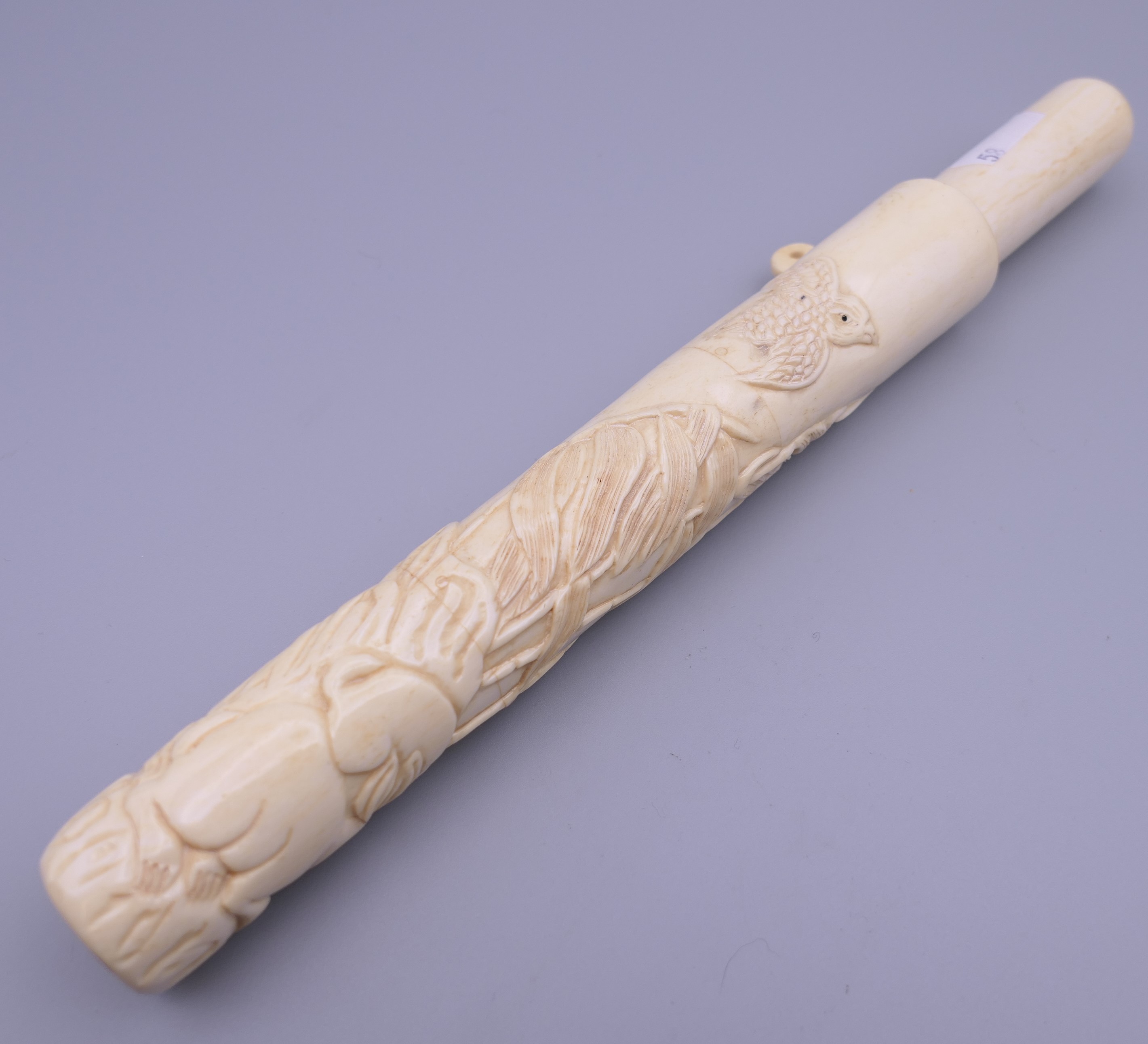 A Japanese bone cigar holder. 24.5 cm long. - Image 2 of 7