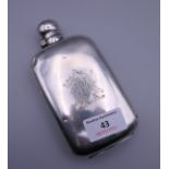 A silver hip flask. 15 cm high. 5 troy ounces.