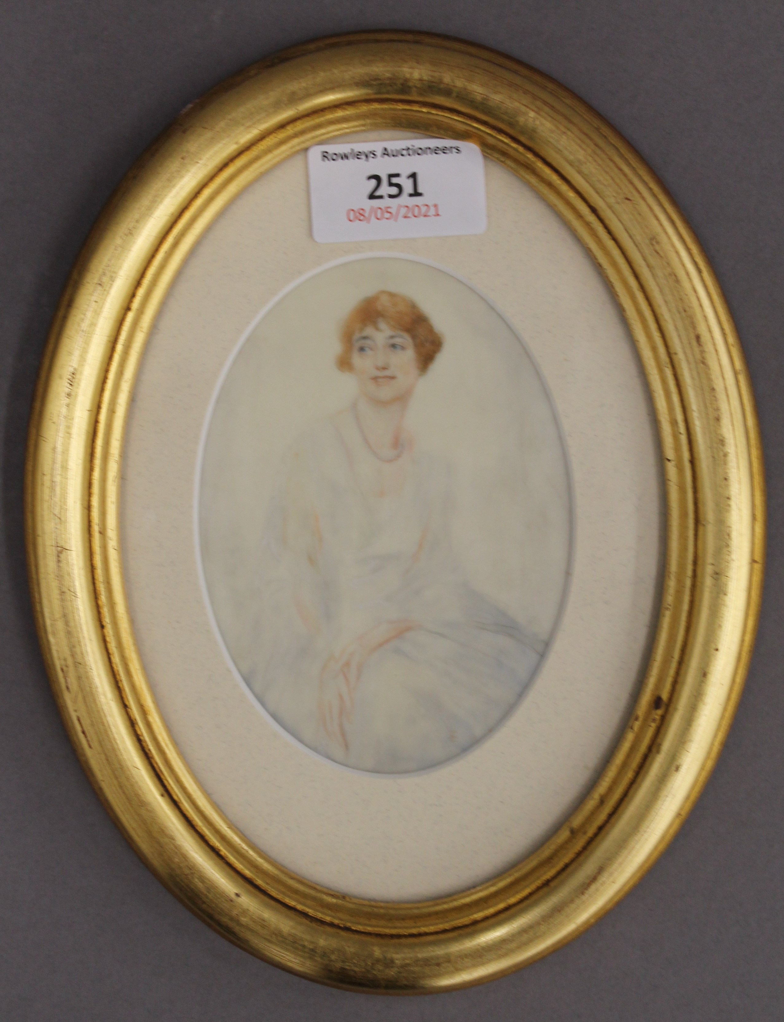 E VON HUTTENBRENNER, two early 20th century Portraits of a Lady, watercolours, one on paper, - Image 5 of 7