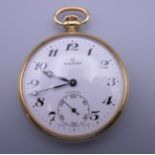 A Waltham top wind pocket watch Swiss made Incablock movement. 4.5 cm diameter. Good working order.