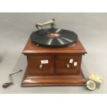 A His Masters Voice gramophone and accessories, etc.