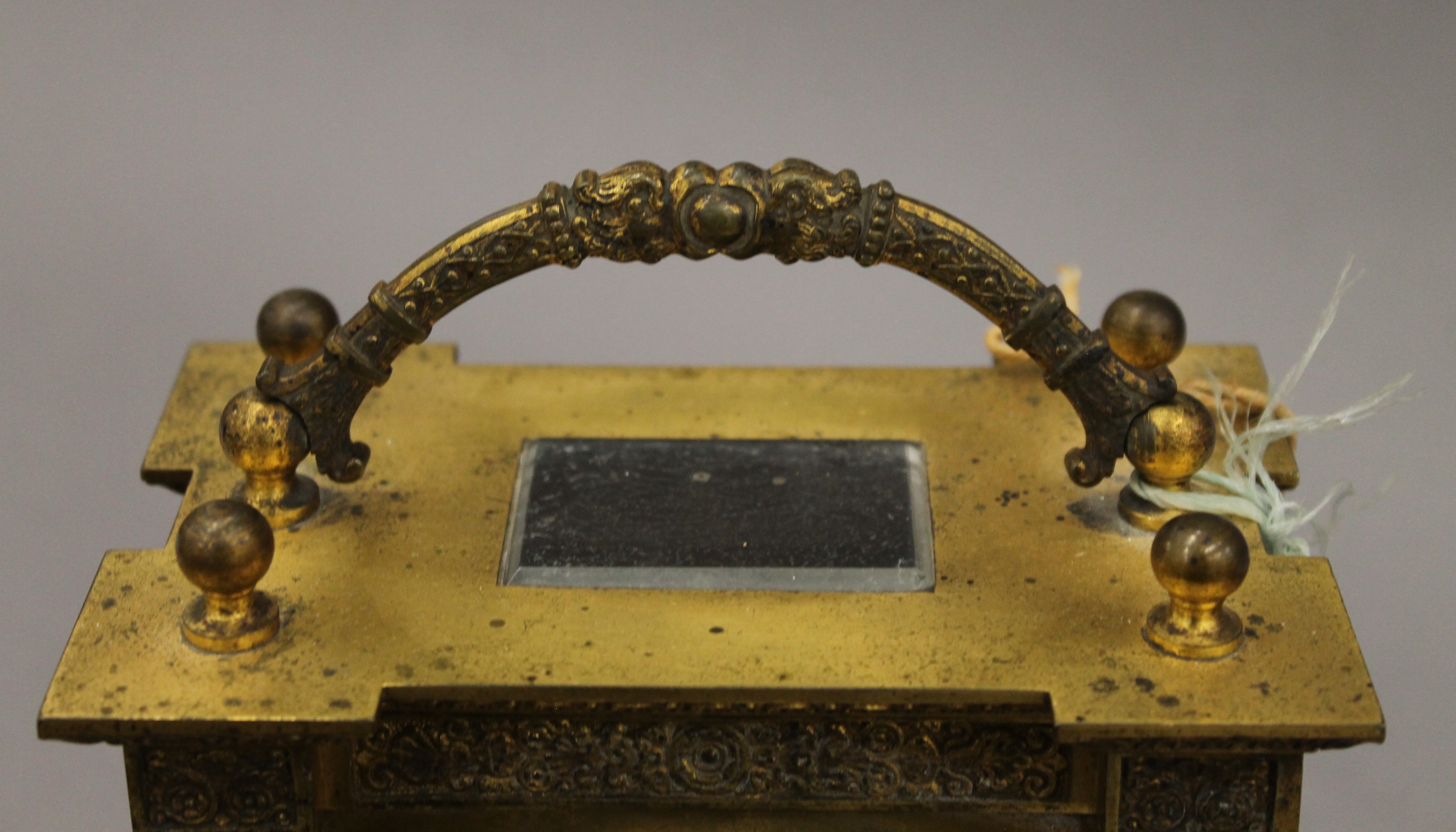 A 19th century French brass cased mantle clock. 24 cm high. - Image 5 of 9