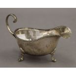 A silver sauce boat. 14.5 cm wide. 3 troy ounces.