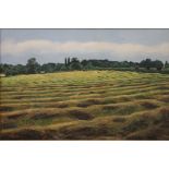 LINDA RAMSAY (20th/21st Century) British (AR), The Last of the Hay, Brampton, oil on canvas,