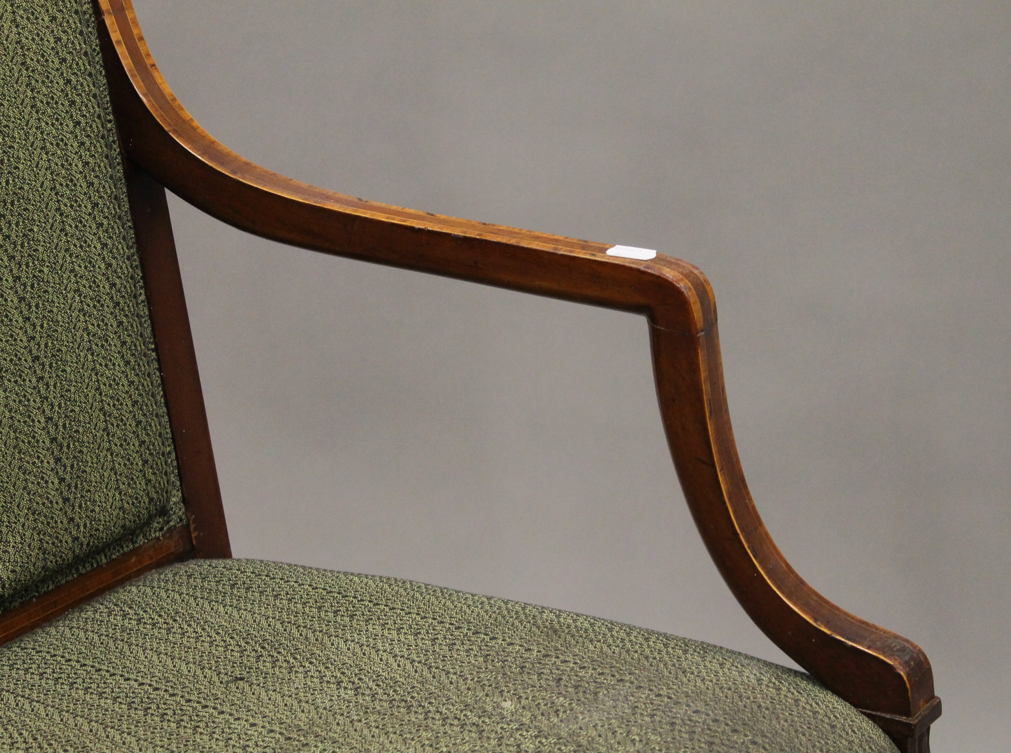 A Victorian upholstered mahogany open armchair. 56 cm wide. - Image 3 of 4