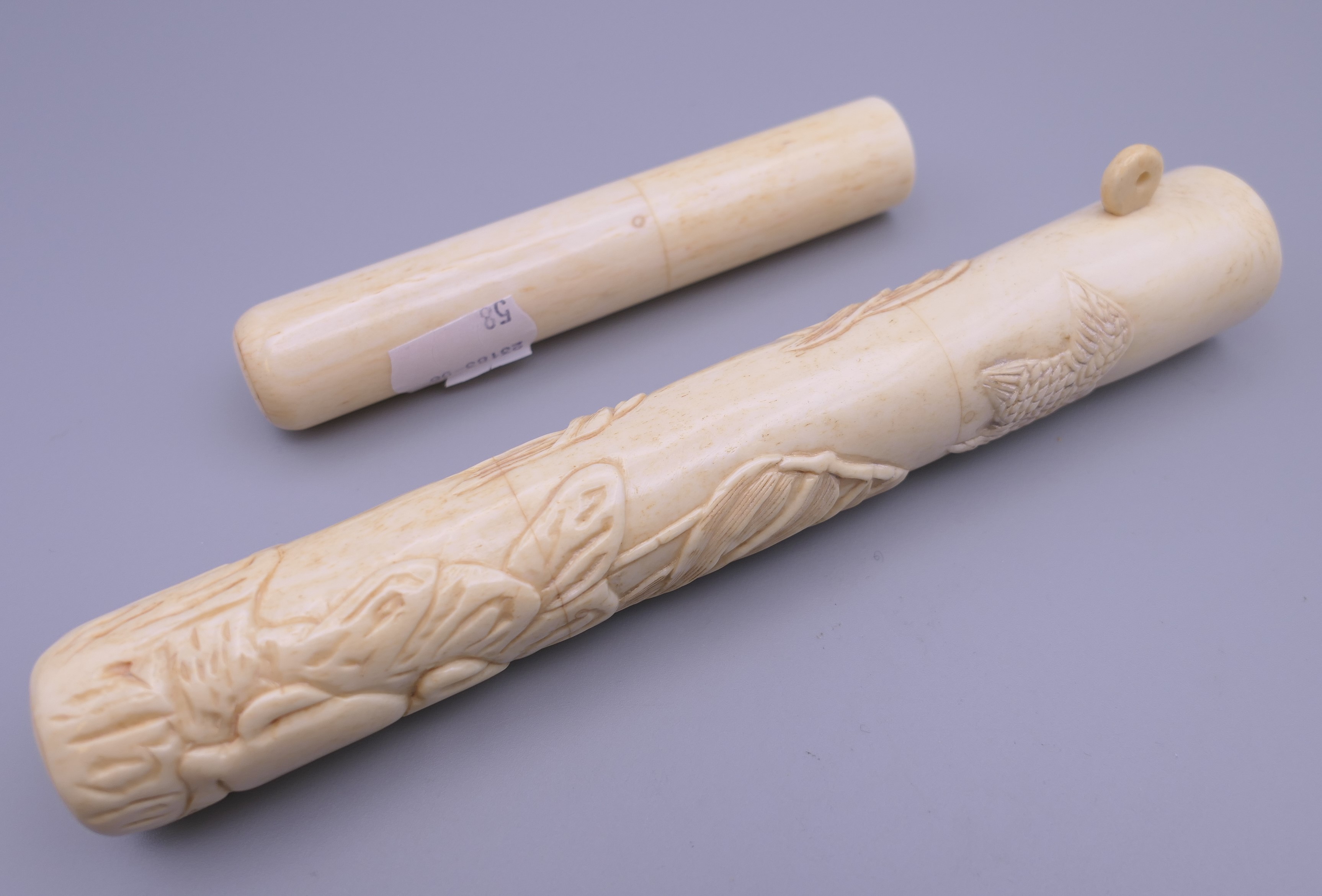 A Japanese bone cigar holder. 24.5 cm long. - Image 3 of 7