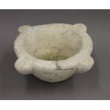 A large marble mortar. 37 cm wide x 14 cm high.