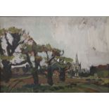 HERBERT KNIGHTS (20th/21st century) British, County Church Beyond the Trees, oil on board, unsigned,