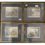 Four GEORGE MOORLAND shooting prints, each framed and glazed. 16 x 13 cm.