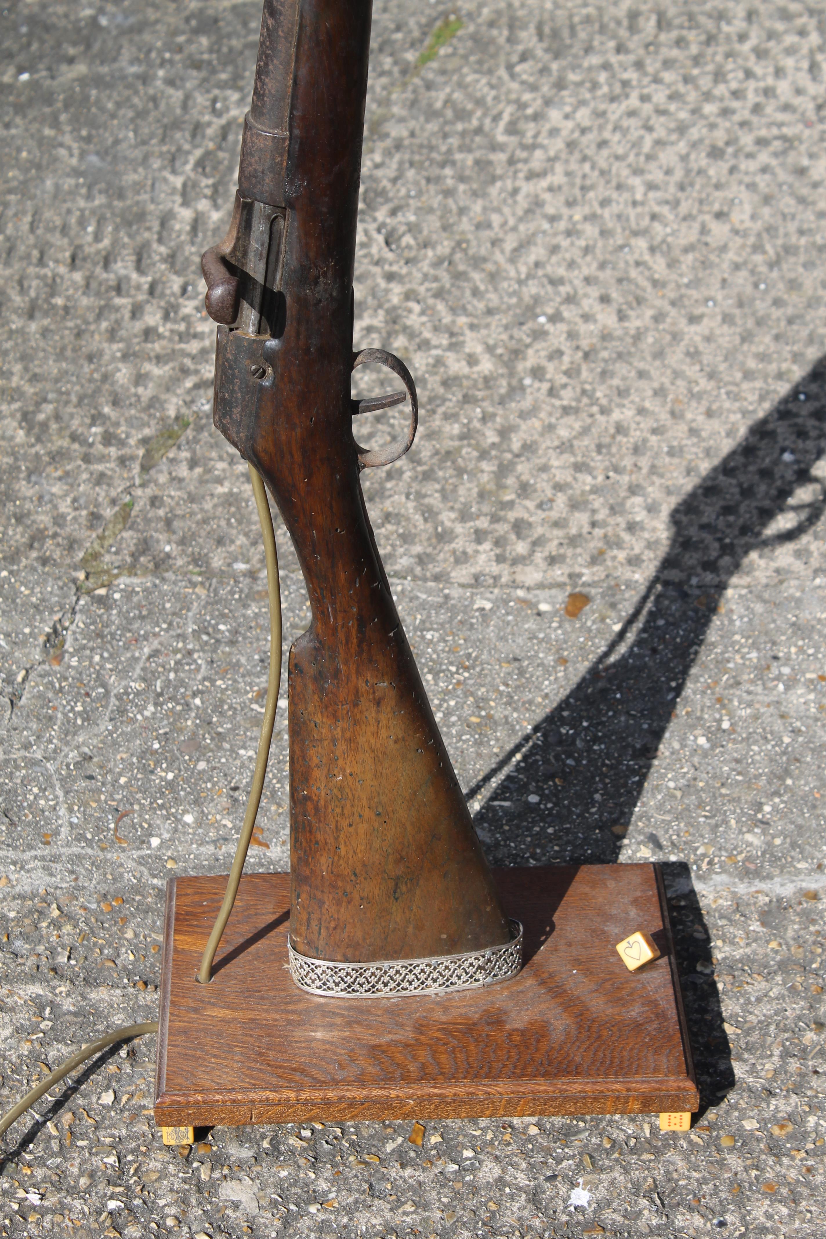 A 19th century rifle formed as a standard lamp. 149 cm high overall. - Image 2 of 3