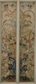 A pair of Chinese embroideries, each framed and glazed. Each 46 x 8.5 cm.