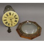 A Victorian brass inlaid postman's alarm clock. 31 cm wide.