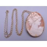 A cameo brooch pendant. 4.5 cm wide.