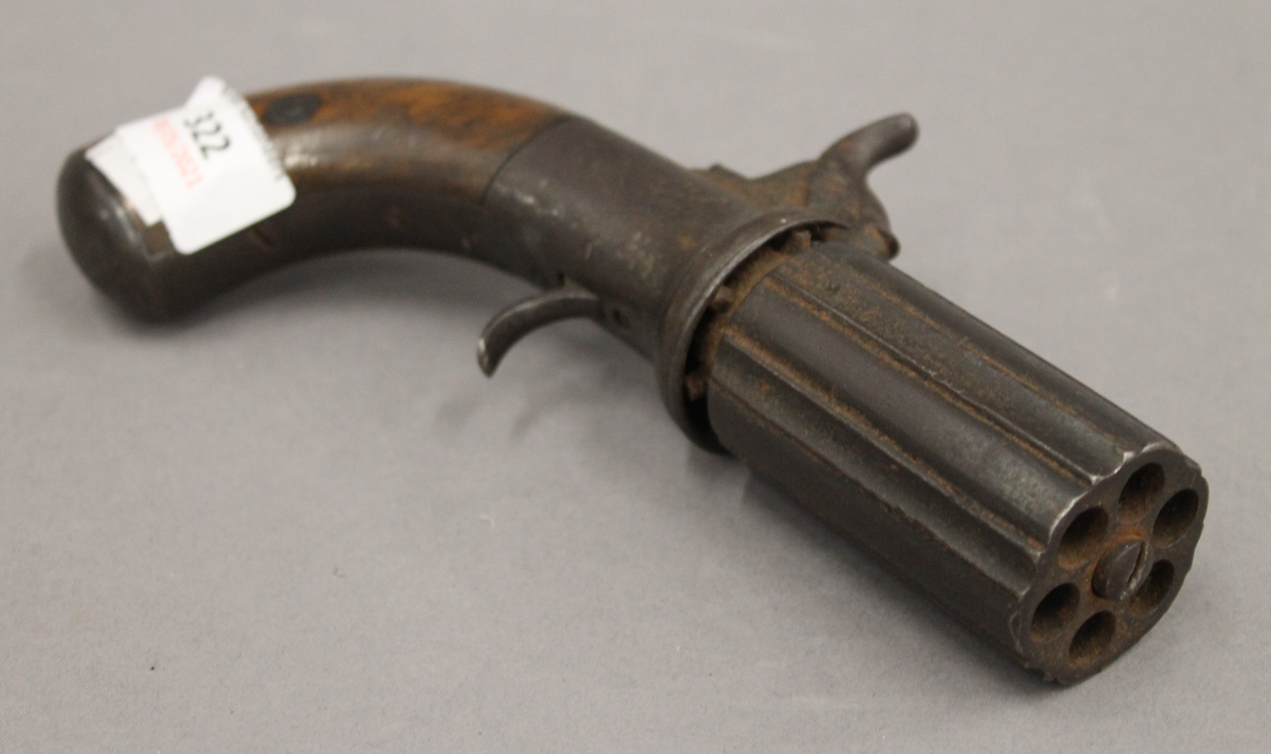 A 19th century pepper box pistol. 19.5 cm long. - Image 3 of 4