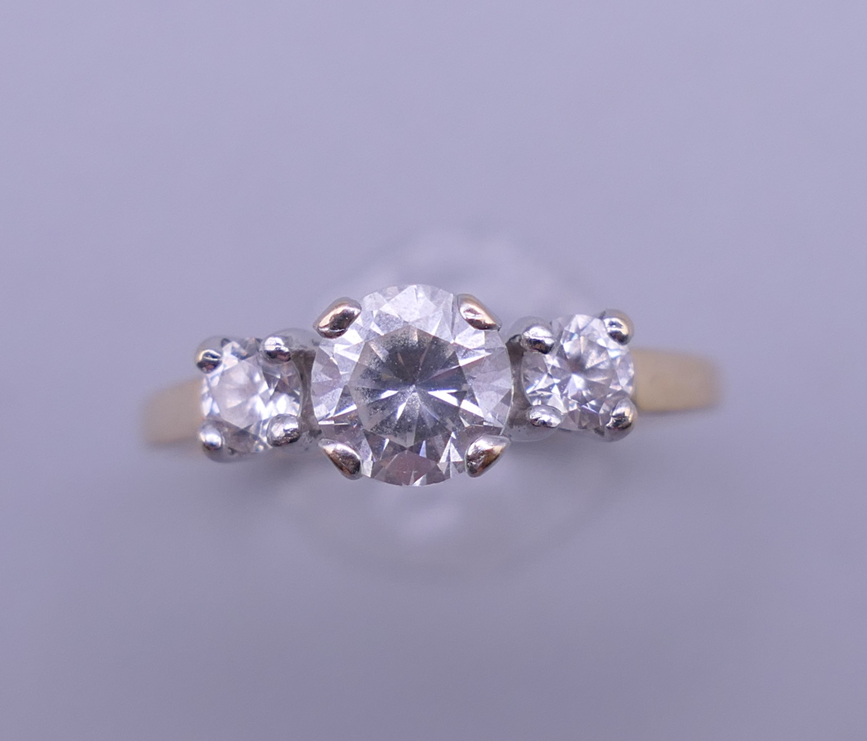 A 14 ct gold cubic zirconia ring. Ring size M. 2.5 grammes total weight. - Image 2 of 8