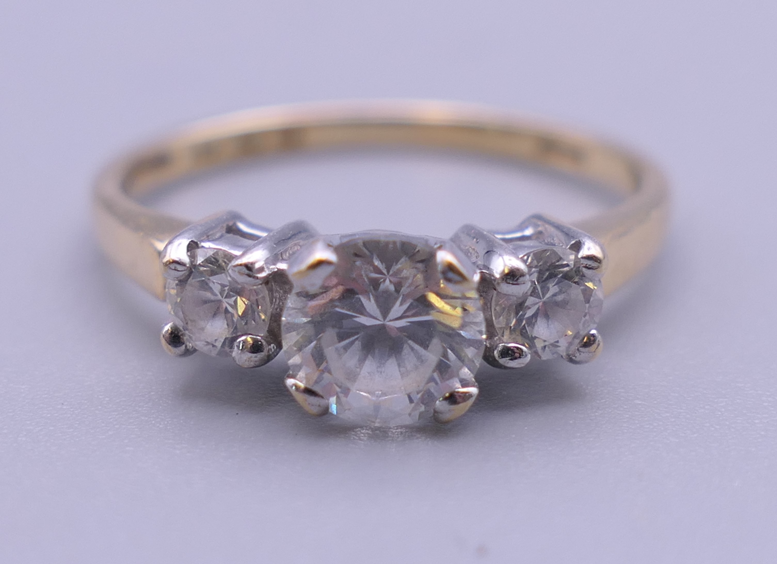 A 14 ct gold cubic zirconia ring. Ring size M. 2.5 grammes total weight. - Image 6 of 8