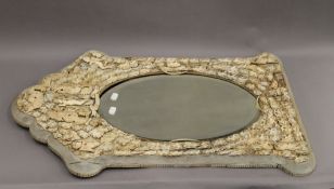 A 19th century Continental carved bone mounted wall glass. 84 cm high.