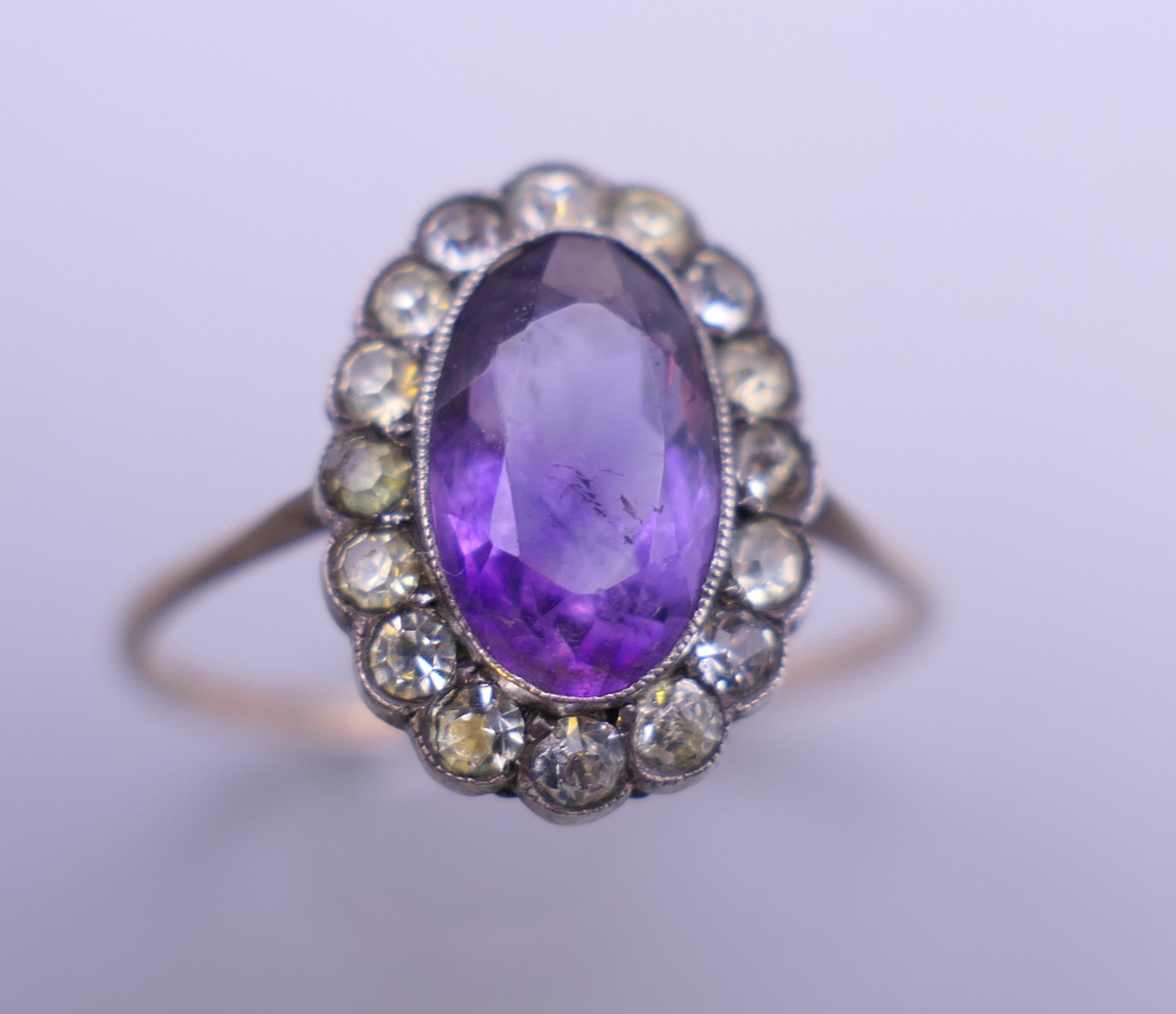 An amethyst set gold ring, together with a dress necklace and a pair of clip on earrings. - Image 2 of 13