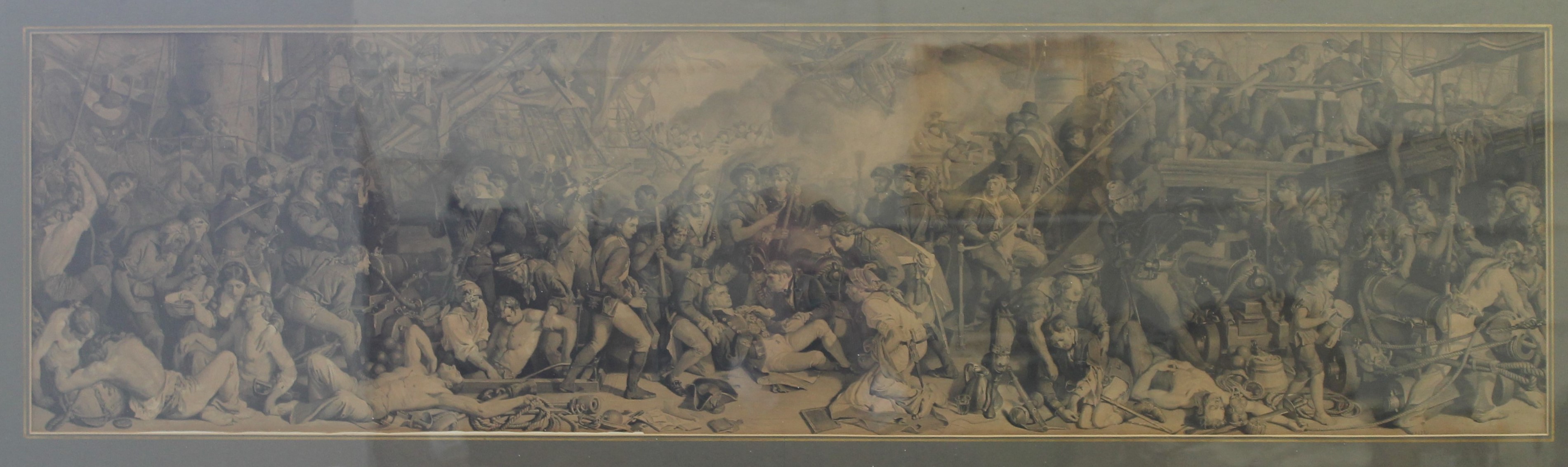 19TH CENTURY, Death of Nelson, lithograph, framed and glazed. 137 x 60 cm.