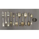 A quantity of silver flatware and a napkin ring. 19.2 troy ounces.