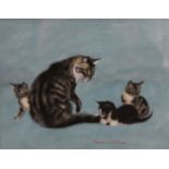 MAURICE WILSON (1914-1987) British, Cat with Three Kittens, watercolour,
