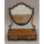A 19th century mahogany three drawer toilet mirror. 44 cm wide.