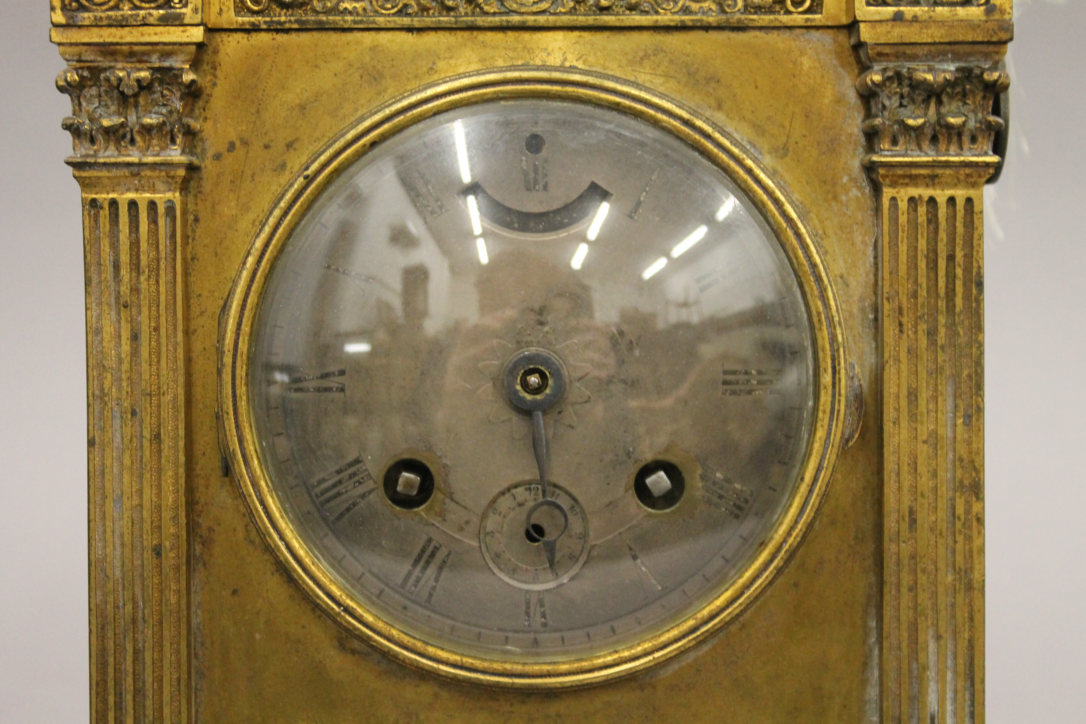 A 19th century French brass cased mantle clock. 24 cm high. - Image 2 of 9